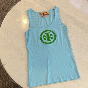 Tory Burch Light Blue Tank with Green Emblem